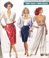 7540 EZ MOCK WRAP STRT SKIRT ,TIE PANTS PATTERN  12-16