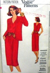 7542 VOGUE KNIT UNLINED OPEN JACKET,  LONG STRT DRESS PATTERN 10-12