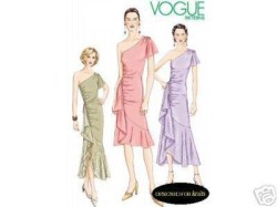 7544 STRETCH BIAS FLOUNCE SLIT DRESS LENGTHS PATTERN 8-12,14-18