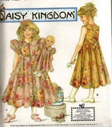 7550 SIMPLICITY DK BACK BELT EMPIRE FLARE DRESS, HAT, 17'' DOLL DRESS PATTERN