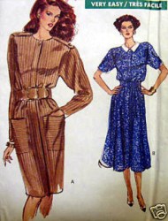 7552 VOG EZ STRT TO FLARE DRESS LENGTHS 1989 PATTERN 8-18