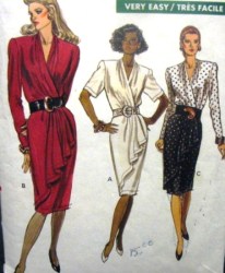 7558 EZ MOCK WRAP DRAPE OVERLAY DRESS PATTERN 12-14