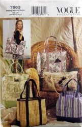7563 4 COOL CONTRAST TOTE BAGS, PURSES PATTERN
