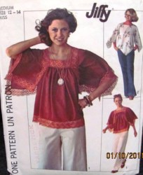7569 SIMPLICITY 1976 CAFTAN/ HANKIE HEM TOPS PATTERN 8-10, 12-14, 16-18 CHOICE