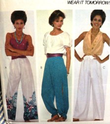 7570 MCCALLS COOL BORDER PRINT/ SIDE SLIT, TIED/ WRAP PANTS PATTERN  14-16