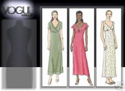 7570 VOGUE LONG EMPIRE BIAS A-LINE V-DRESS EZ PATTERN 6-10