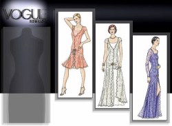 7571 VOGUE LACY FLARE DROP WAIST PLEAT CAP - LONG SLEEVE DRESS LENGTHS PATTERN 14