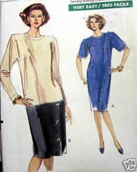 7579  VOGUE SO EZ SIDE BUTTON STRAIGHT DRESS 1989 PATTERN 14-18