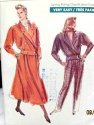 7593 EZ 1989 2 BREASTED JACKET, LONG SKIRT,PANTS PATTERN 14-18