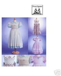 7593 VOGUE LONG EMPIRE FLARE SMOCK DRESSES PATTERN 2-4,5-6X