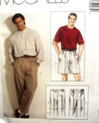 7599 MEN'S CASUAL PLEAT OR NOT PANTS, SHORTS PATTERN 34-39''WST