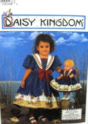7605 DK GIRL TIED FLARE SS DRESS, SLIP, 17'' DOLL PATTERN 5-8
