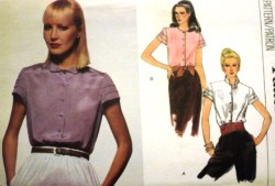 7608 CLASSIC VOG BUTTON  SS BLOUSE COLLAR OR NOT PATTERN 8, 12