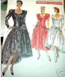 7614 VOGUE LONG DROP WAIST FLARE BELL DRESS, BOW PATTERN 6-10