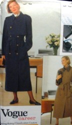 7625 VOGUE LOOSE LINED 2 BREASTED LONG COAT 89 PATTERN 8-12, or 14-18, or  20-24 choice