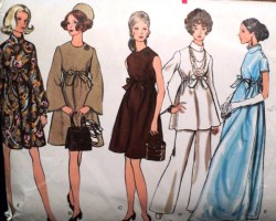 7632  Vogue. 1968 MATERNITY FLARE DRESS SLEEVES OR NOT, TOP, PANTS PATTERN 12 34b