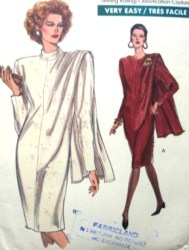 7635 VOG LOOSE STRAIGHT DRAPED LS DRESS EZ PATTERN 8-12
