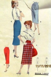 7642 BUTTERICK 1950S SLIM SKIRT EZ 1 YARD PATTERN HIP 36'', 37'',WAIST  25" 27,28''