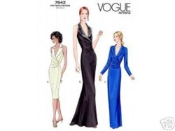 7642  VOGUE TUXEDO COLLAR STRT DRESS LENGTHS PATTERN  14-18