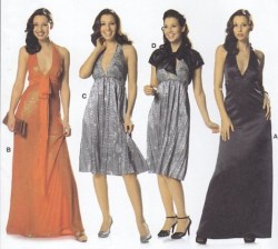 7714 BURDA LO CUT DEEP V DRESS LENGTHS,BOLERO PATTERN 8-18