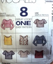 7715 McCalls 8 EZ CROP TOPS LENGTHS,SLEEVES OR NOT PATTERN 12,14 or Sm 8,10 choice