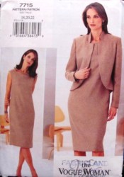 7715  VOGUE CURVED OPEN LS JACKET, SHEATH DRESS PATTERN 18-22