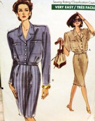7719 EZ VOGUE SAFARI SS-LS TOP, TAPER SKIRT PATTERN 8-12,14-18