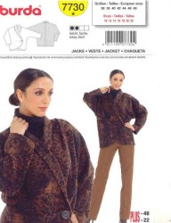 7730 BURDA 1 BUTTON REVERSIBLE LTWT KIMONO JACKET PATTERN 10-22