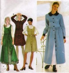 7752 SIMPLICITY BUTTON DOWN DRESS, JUMPER, PETTICOAT PATTERN XS-M, L-XL