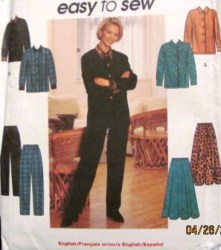 7753 LS BUTTON TOP,FLARE SKIRT, PANTS PATTERN 12-16,6-10