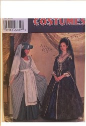 7756 SIMPLICITY  MEDIEVAL COSTUME LACED GOWN, OVERSKIRT, VEIL PATTERN 16-20