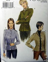 7764 VOGUE LONGER FIT UNLINED EPAULET POCKET JACKET PATTERN 6-16 2 SIZES UNCUT