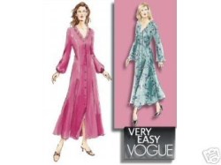 7774  VOGUE BUTTON FLARE LONG V-DRESS EZ PATTERN 8-12,14-18