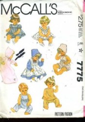 6631 7775  MCCALLS 15 1/2-17'' BABY DOLL NIGHTGOWN, DRESS, SUNSUIT, OVERALL PATTERN