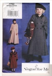 7792 LONG FLARE LINED GREAT COAT GIRLS PATTERN 4-6,7-10