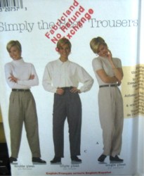 7800 SIMPLICITY SIMPLY THE BEST FLY FRONT YOKE TROUSERS/PANTS PATTERN 12-16 UNCUT