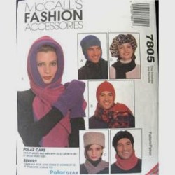 7805 MCCALLS UNISEX  REVERSE HOOD SCARF, COWL, HEADBAND, MITTS, HATS PATTERN