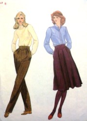 7807 VOGUE SLIM TAPER PANTS, INVERT PLEAT SKIRT PATTERN 8 OR 10 CHOICE