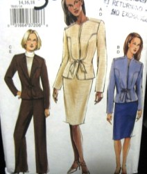 7810 VOGUE LINED YOKE TIE JACKET, SKIRT, PANTS PATTERN 14-18 uncut