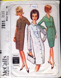 7811 65 FRONT BUTTON PANEL SS-LS DRESS PATTERN 12,14;10-12,14-16