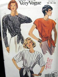 7813 VOGUE PULLOVER UNEVEN TIED SS/LS TOP 1990 EZ PATTERN  8-18