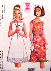 7815 SLEEVELESS FLARE 1965 PANEL DRESS PATTERN 14 34''