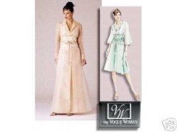 7825 VOGUE SHEER COAT LENGTHS, SLEEVELESS V-DRESS, OBI PATTERN 8-24 3 SIZES