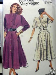 7826 VOGUE BUTTON DOWN LONG FLARE DRESS 90 EZ PATTERN 8-18