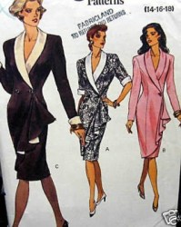 7835 EZ VOGUE LOOSE MOCK WRAP STRAIGHT COLLAR DRAPE DRESS PATTERN 8-12 or  14-18 UNCUT
