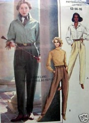 7842 VOGUE TAPER PANTS,  (CUFFS, STIRRUPS)  PATTERN 12-16 UNCUT