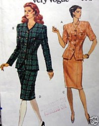 7843 VOGUE BUTTON V-JACKET, STRAIGHT SKIRT EASY PATTERN 6-16 2 SIZES