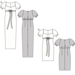 7844 EMPIRE SWEETHEART RIBBON JERSEY DRESS LENGTHS PATTERN 10-22