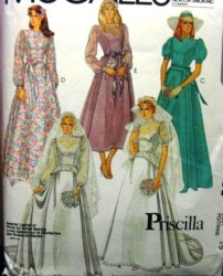 7847 MCCALLS BRIDES / MAID PEPLUM GOWN, SLIP, TRAIN PATTERN 16,14,10,12,8