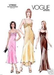 7850 VOGUE HI WAIST CHEVRON TUCK BIAS STRAPPY DRESS PATTERN 8-18 2 SIZES